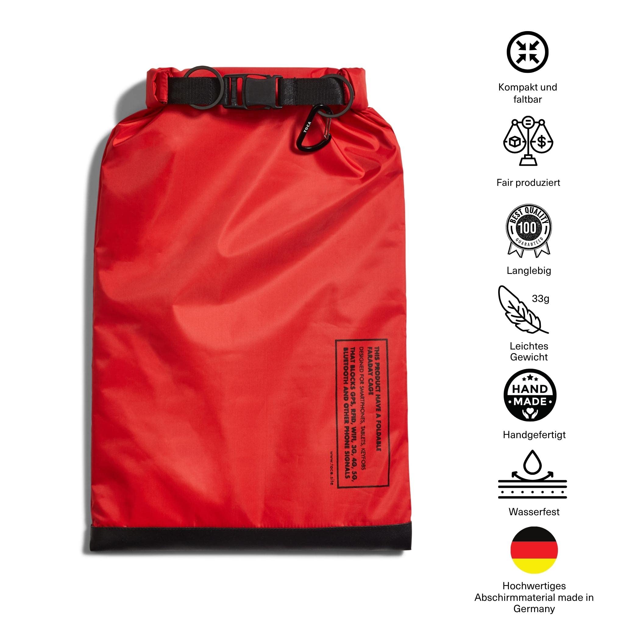 TOCA No Signal Sleeve Keyless Go Schutz Autoschlüssel Hülle, Faraday Bag und Tasche & RFID Blocker, Schutzhülle, Anti-Tracking Faradayscher Käfig fur Handy & Laptop Schutzhülle, EMP Schutz - 44x24cm