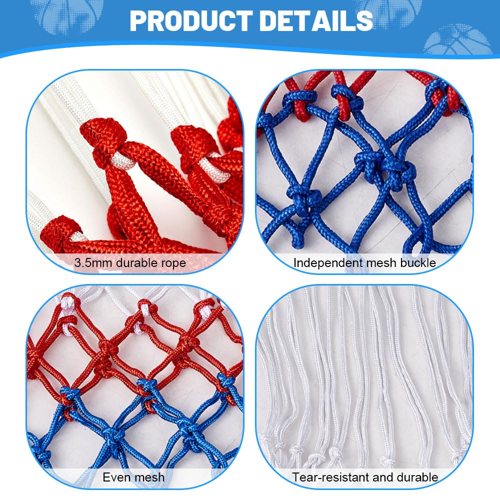 2 Pezzi Rete Canestro Basket Esterno,Retina Basket Outdoor Nylon,HMCEY Canestro Pallacanestro da Muro,Portable Basketball Net Ricambio,Rete da Baskets Rimovibile per Bambini, Sport, Scuola