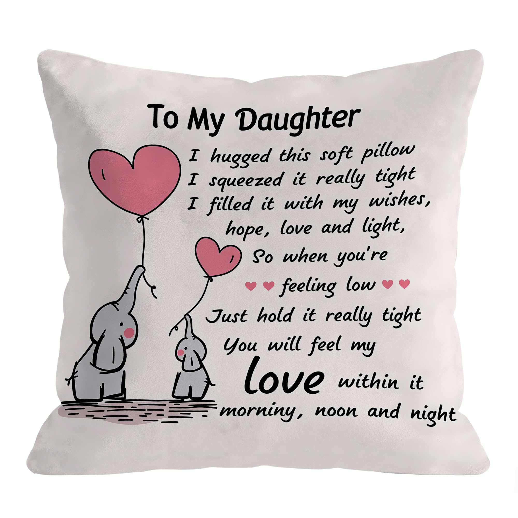 LASLEN Square To My Daughter Love Throw Pillow Covers Cushion Covers 45 x 45 cm Decorative Couch Pillow Cases for Living Room Bedroom Home Outdoor, 18 x 18 Inch