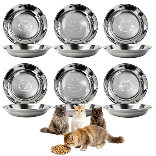 Tbintul 6 Pcs Comedero para Gatos de Acero Inoxidable,Tazón Antideslizante para Mascotas,Comedero Bowl…