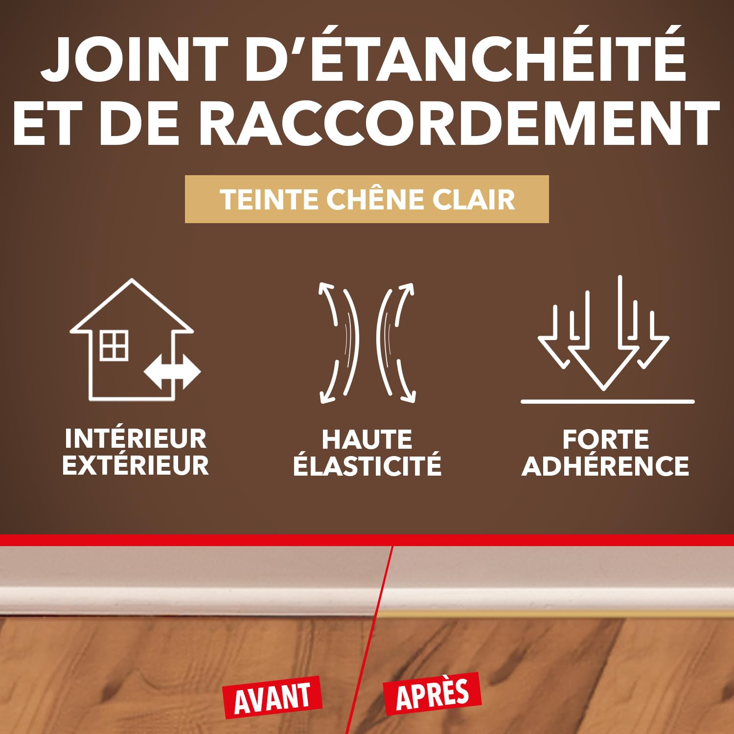 SINTO Joints Multi-Matériaux Chêne Clair - 300ml - Idéal pour les Endroits Difficiles d'Accès - Isole Parfaitement - Adhère Facilement - Sans Odeur (Lot de 2)