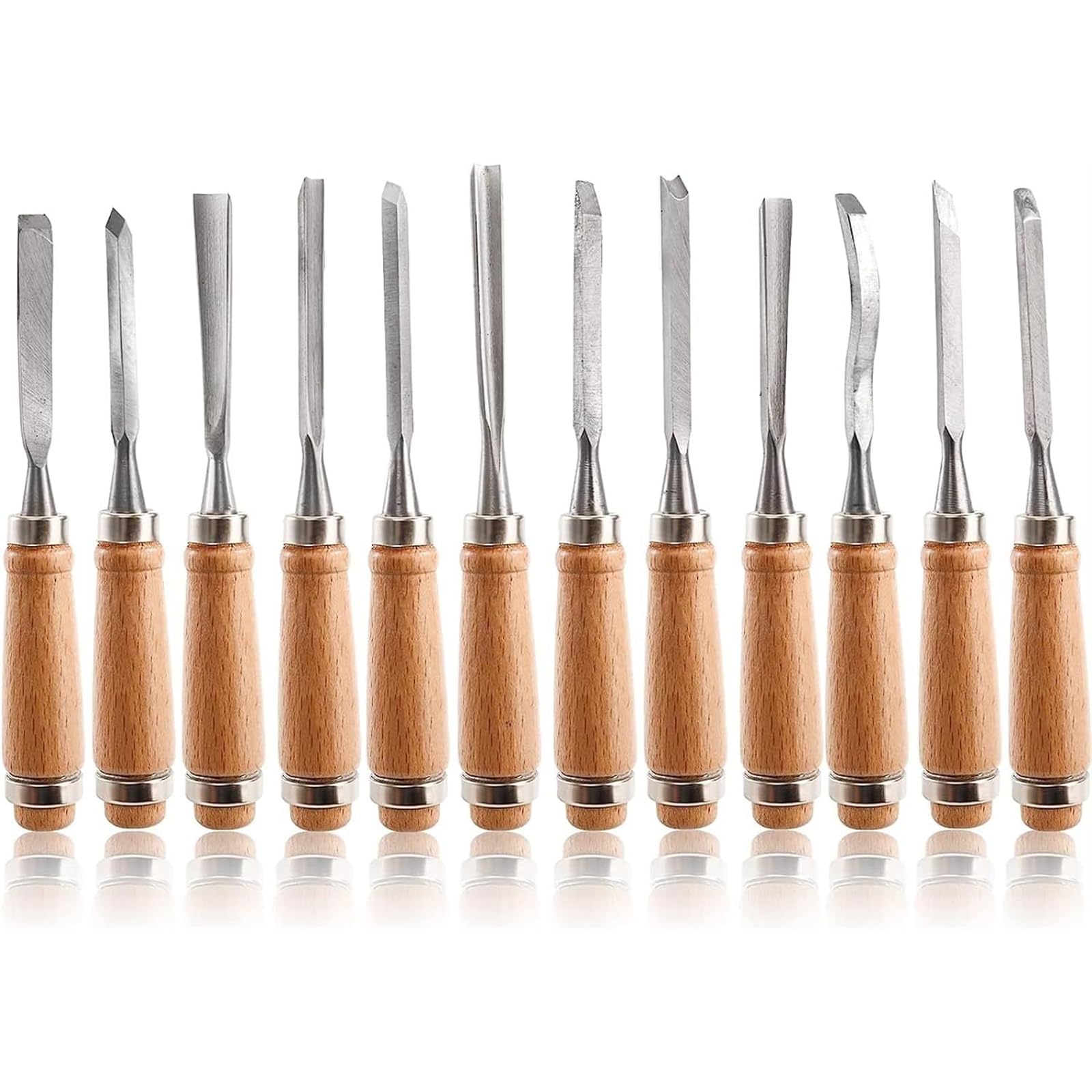 – THE WHITE SHOP 12 PCS Wood Carving Tools, Gouges Woodworking Chisels, Full Size Wood Carving Knifes for Beginners, Hobbyists, Professionals, Artistic, Gifts for Him, Father's Day