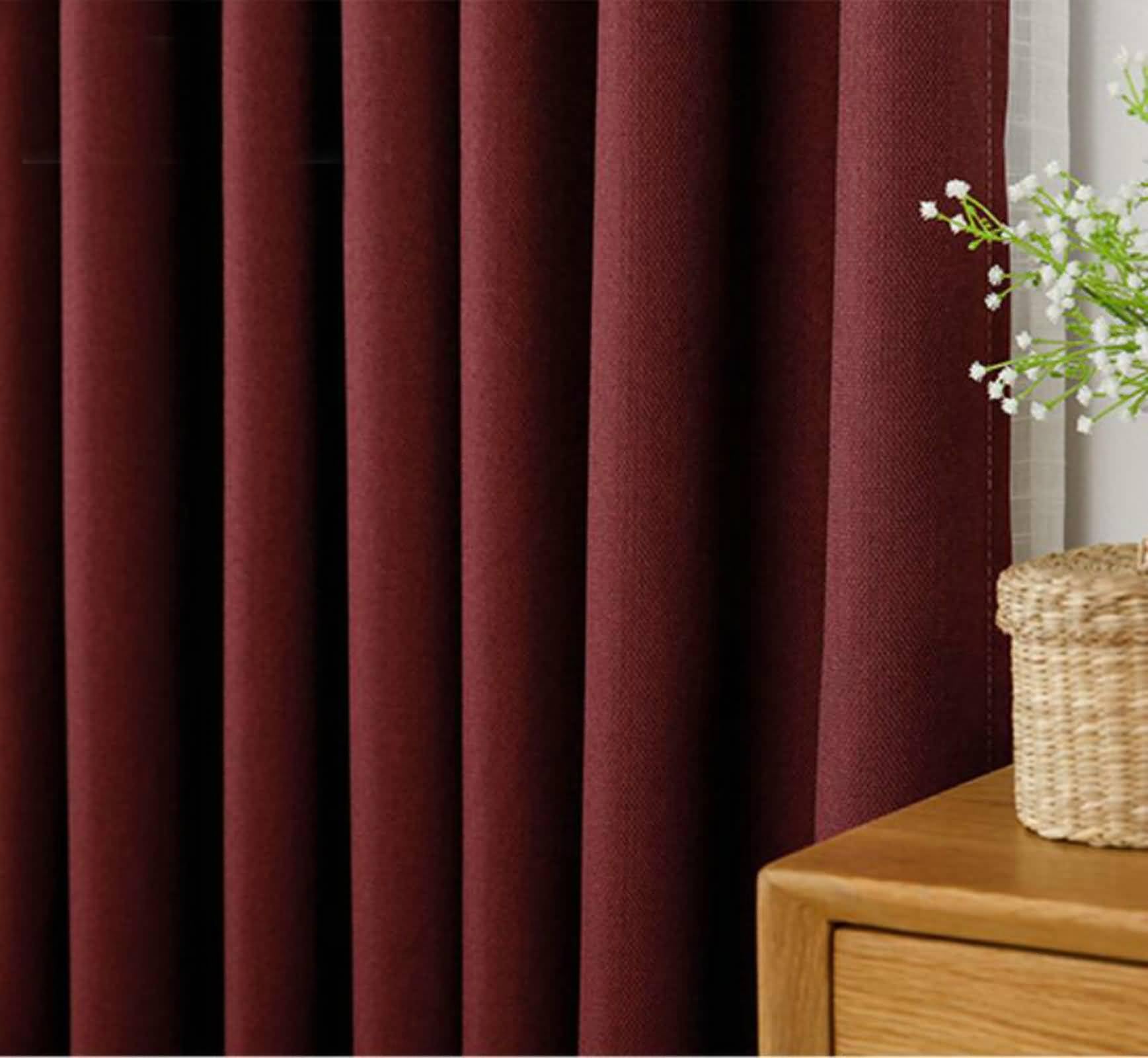 Grommet Blackout Curtains 96 Inches Long, Solid Color Window Treatment Living Room Bedroom, Wine Red, 52W x 96L inch