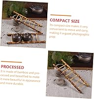 Vista 4 de Veemoon Accesorios para fotos, decoraciones artificiales, mini modelo, maceta de madera, escalera de juguete, pequeña escalera de bambú, adornos