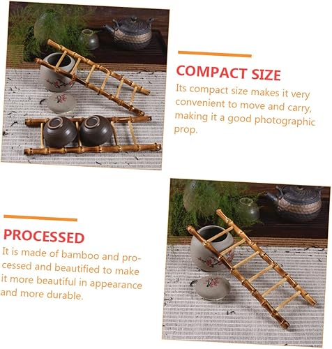 Miniatura 4 de Accesorios para fotos, decoraciones artificiales, mini modelo, maceta de madera, escalera de juguete, pequeña escalera de bambú, adornos para el