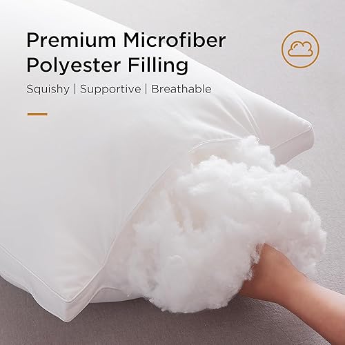 Miniatura 3 de Acanva Almohadas refrescantes para dormir, paquete de 4, calidad de hotel de lujo con relleno de plumón 3D prémium para dormir de espalda, estómago