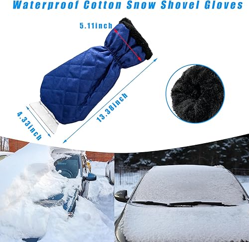 Miniatura 2 de Rascador de hielo con guante, guante rascador de automóvil antiarañazos con forro grueso, rascador de parabrisas impermeable para invierno para