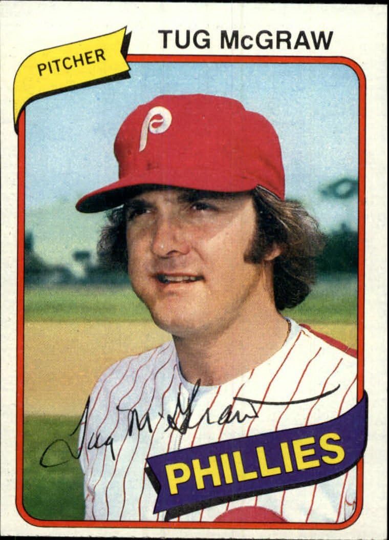 1980 Topps Baseball Card 655 Tug McGraw Collectibles & Fine Art