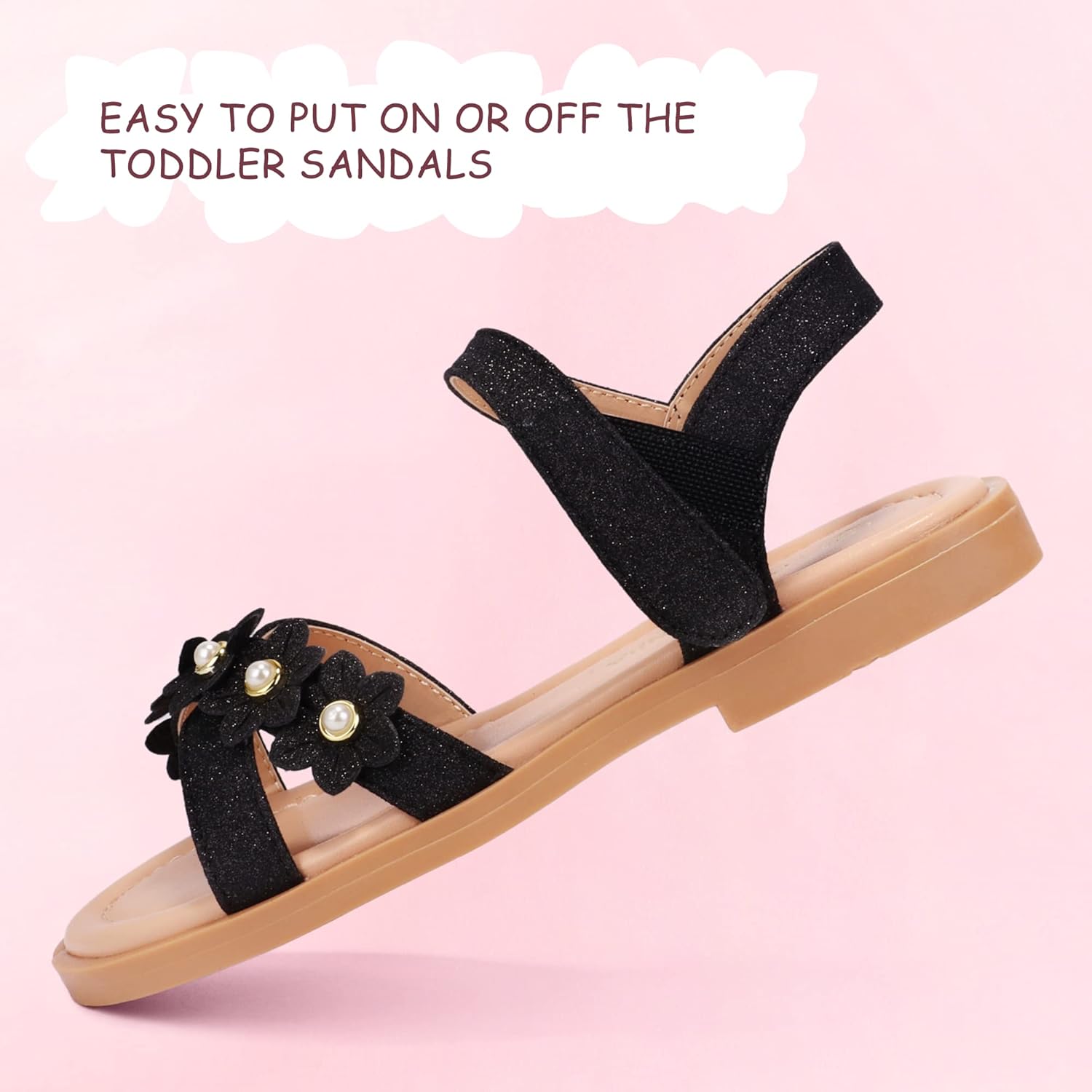 PANDANINJIA Elva Girls Sandals Open Toe Cute Flats Dress Sandals Cross Strappy Summer Shoes Toddler/Little Kid/Big Kid - Image 5