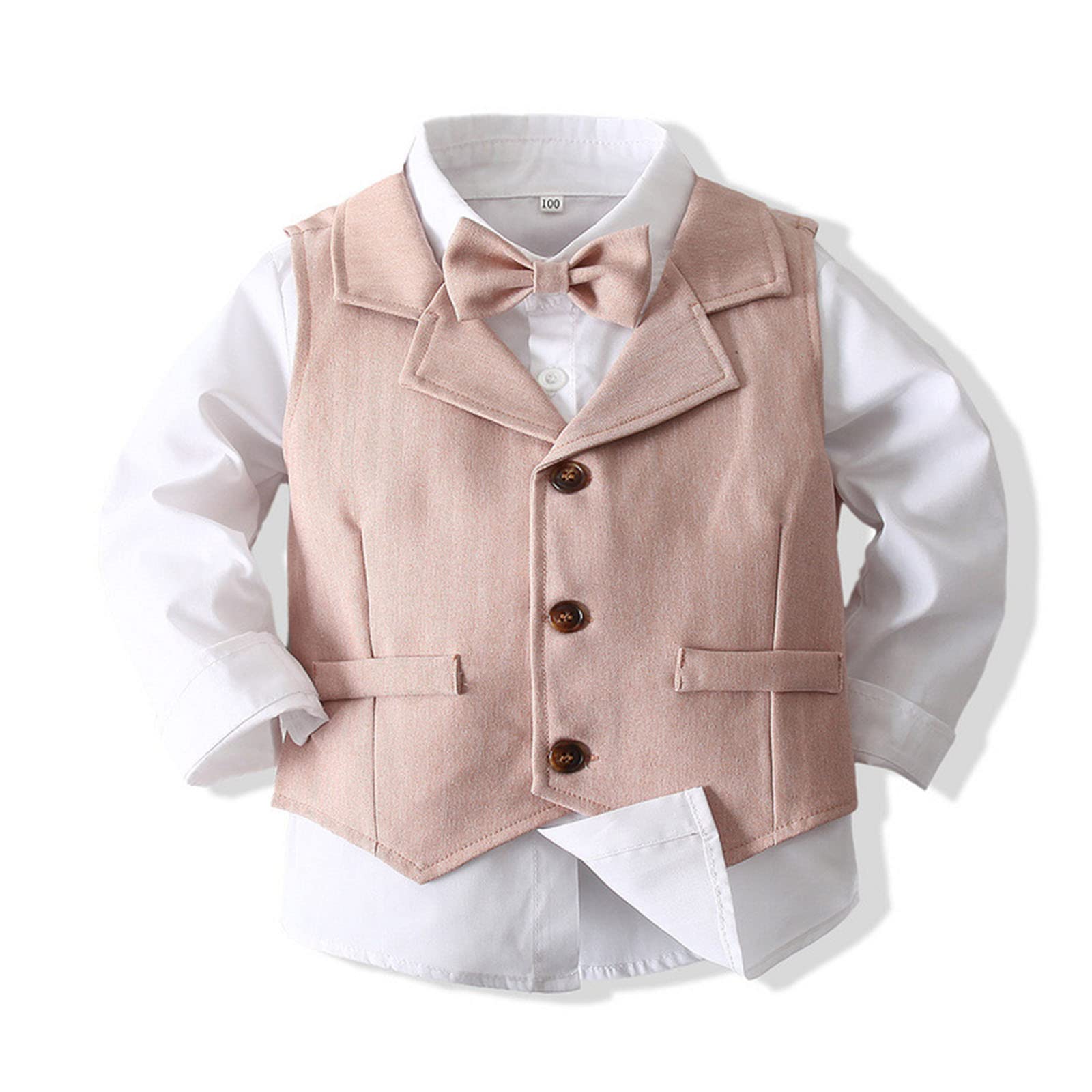 inhzoy Completo Cerimonia Bambino Bimbo Smoking Abito da Festa di Matrimonio Compleanno Elegante Gilet Panciotto Camicia e Papillon Pantalone Abito Formale Gentleman