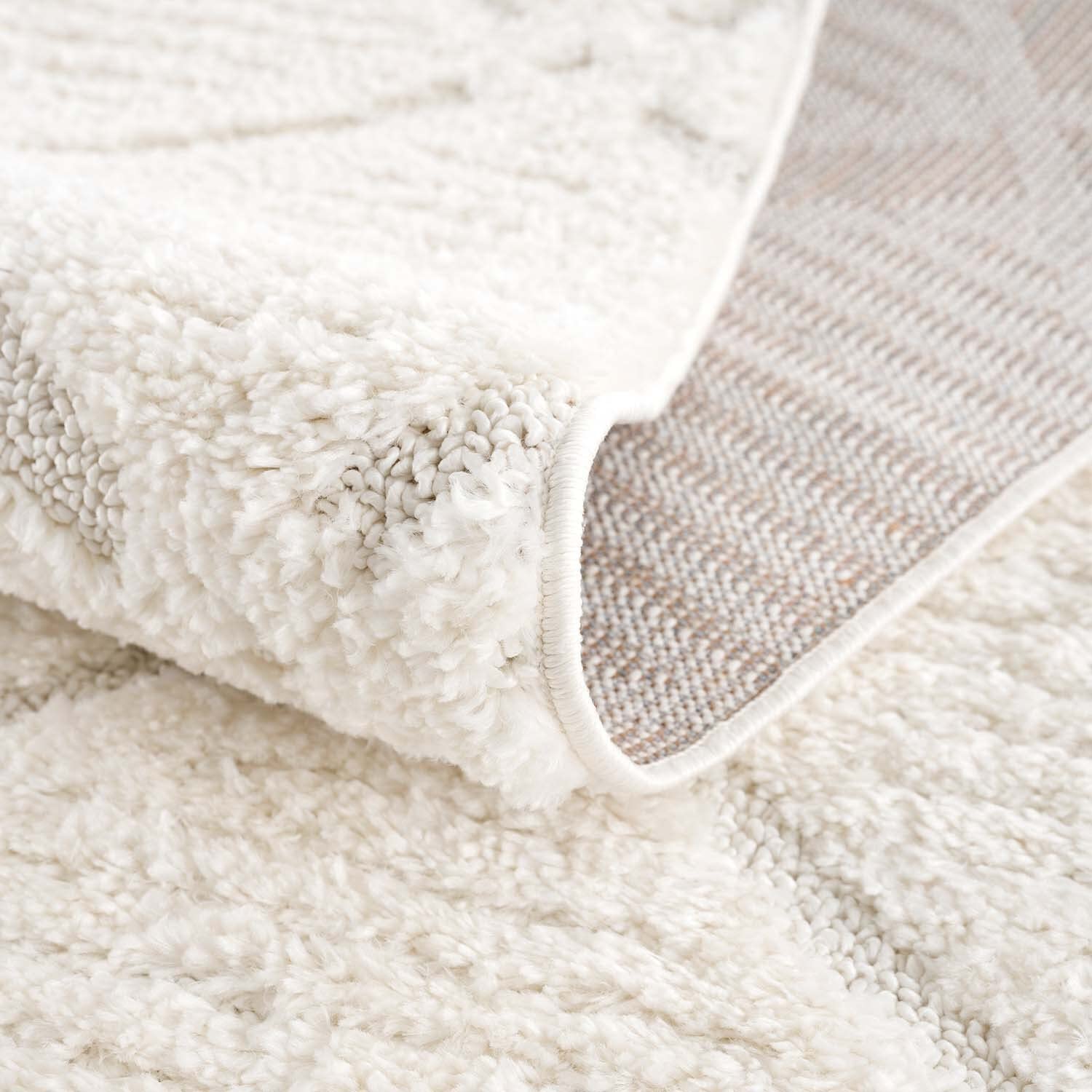 Carpet City Tapis à Poils Longs, pour Le Salon, 160 x 230 cm, Style campagnard, uni, crème, découpé, très Profond, Effet 3D, Moelleux, Doux, pour Chambre à Coucher à Poils Longs