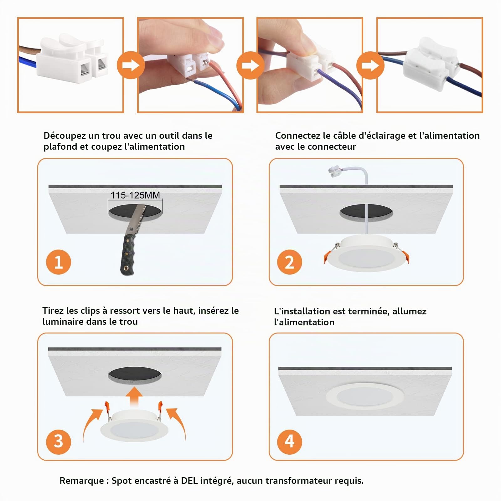 Tomosu Spot Encastrable Salle de Bain 10W, Blanc Froid 6000K, Lot de 20