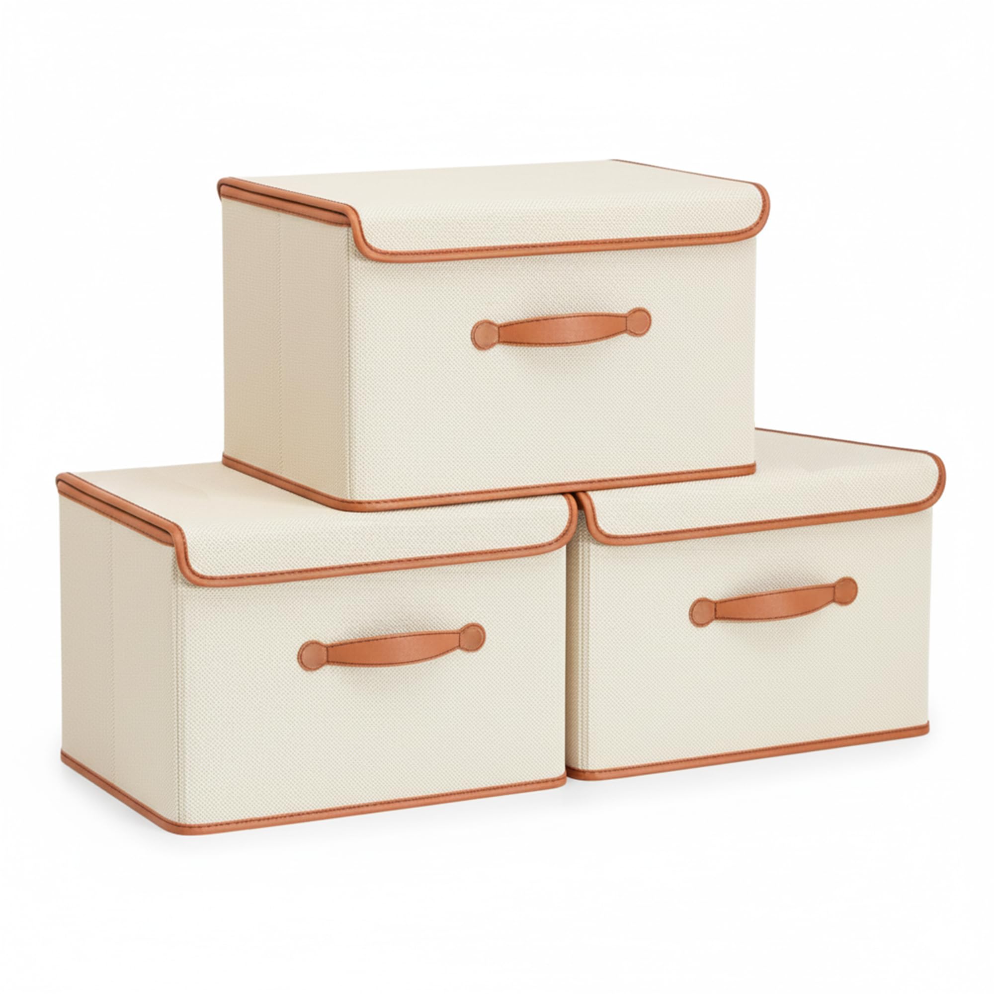 Scatole Portaoggetti con Coperchio, 3 Pezzi Cubo di Portaoggetti in Tessuto con Manici, Organizzatori per Vestiti da Letto a Casa, Ufficio, Scuola 37 x 25 x 25 cm