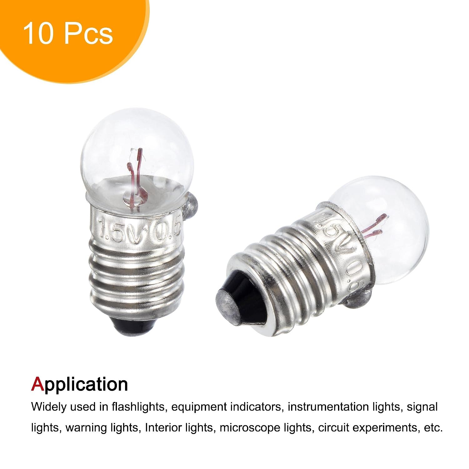 sourcing map E10 Screw Base Miniature Bulbs DC 1.5V Warm Yellow Light Mini Lamps with Storage Box, Pack of 10 - Image 4