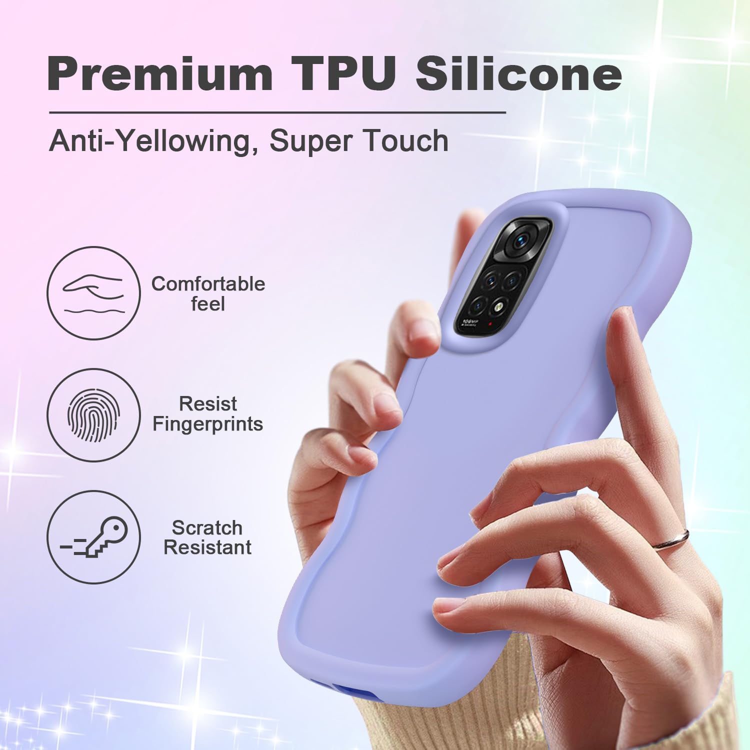 Cover XINYEXIN Per Xiaomi Redmi Note 11 4G / 11S, Silicone TPU Flessibile, Bordo Dorato, Viola, Supporto Ricarica Wireless - 2
