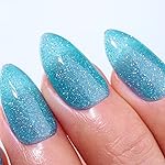 Imtiti Gel Polish, 1 Pc 0.5 Fl Oz Light Sky Blue Glitter Gel Polish, Soak Off LED U V Nail Gel Polish, DIY Nail Art Starter Manicure Salon Kit for Women Girls
