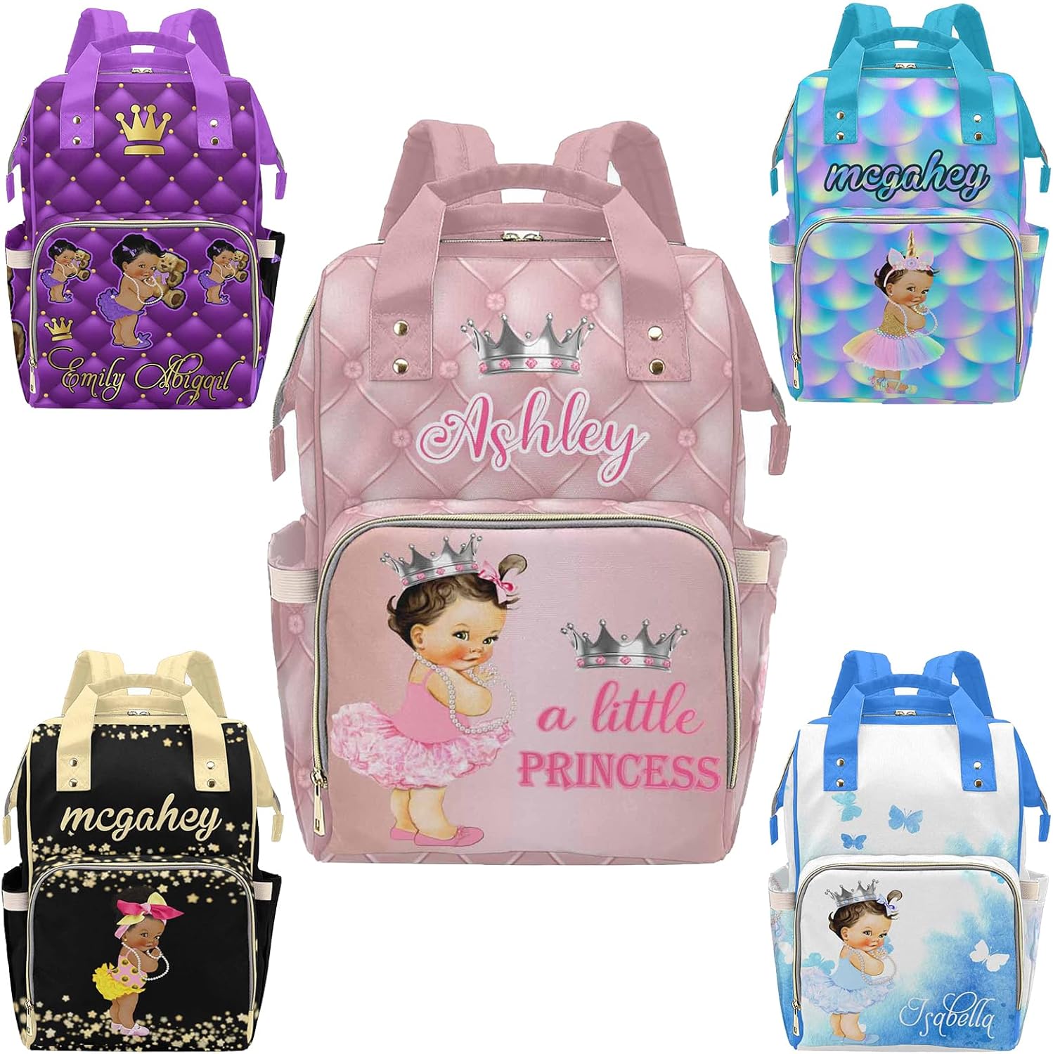 Personalized Diaper Bag a Little Princess Girls Backpack Custom Mommy Bag Casual Daypack Customized Gift for Newborn Baby Boys Girls