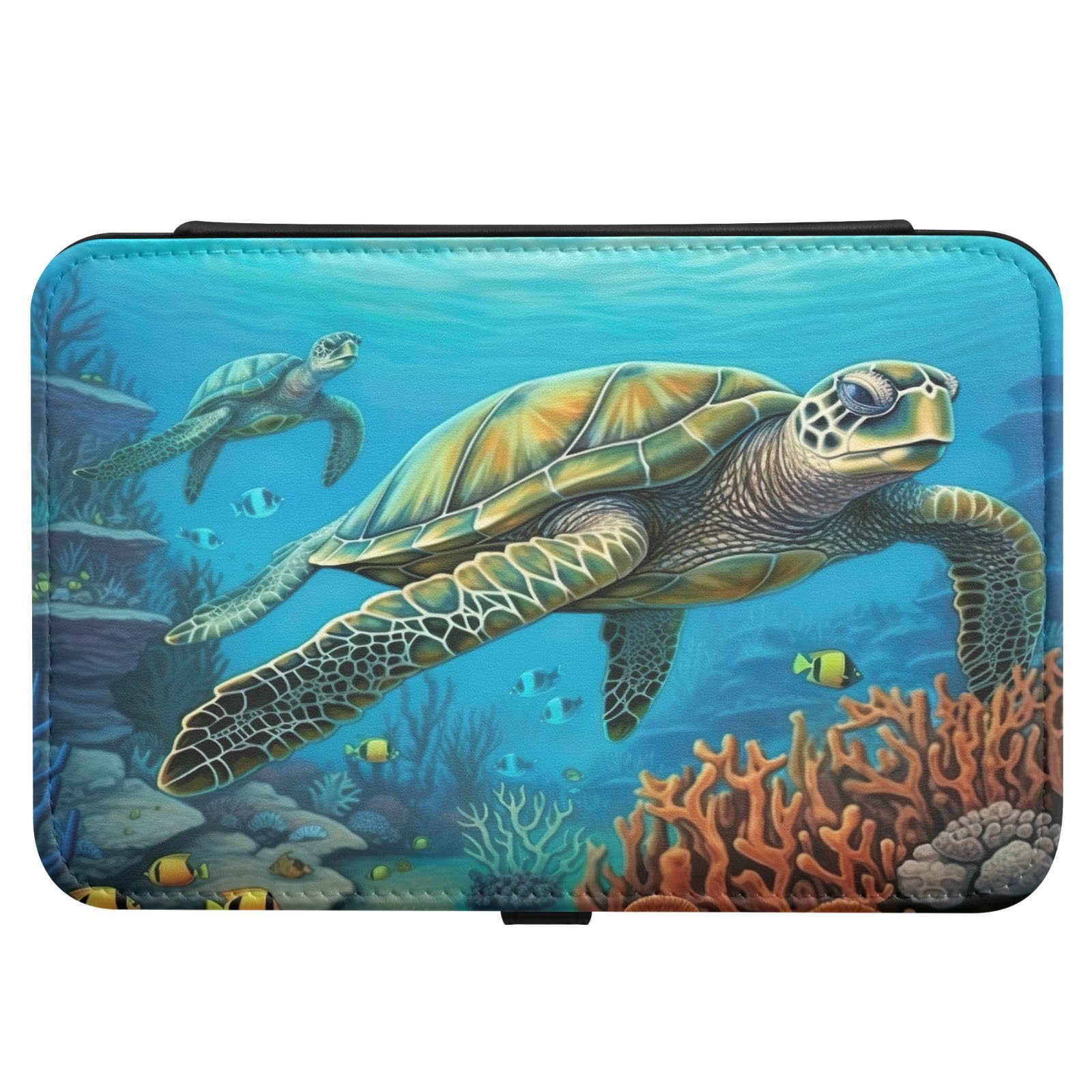 Haskirky Sea Turtle Jewelry Box Portable PU Leather Travel Jewelry Organize for Women Jewelry Storage Display Holder for Ring, Necklace, Earring