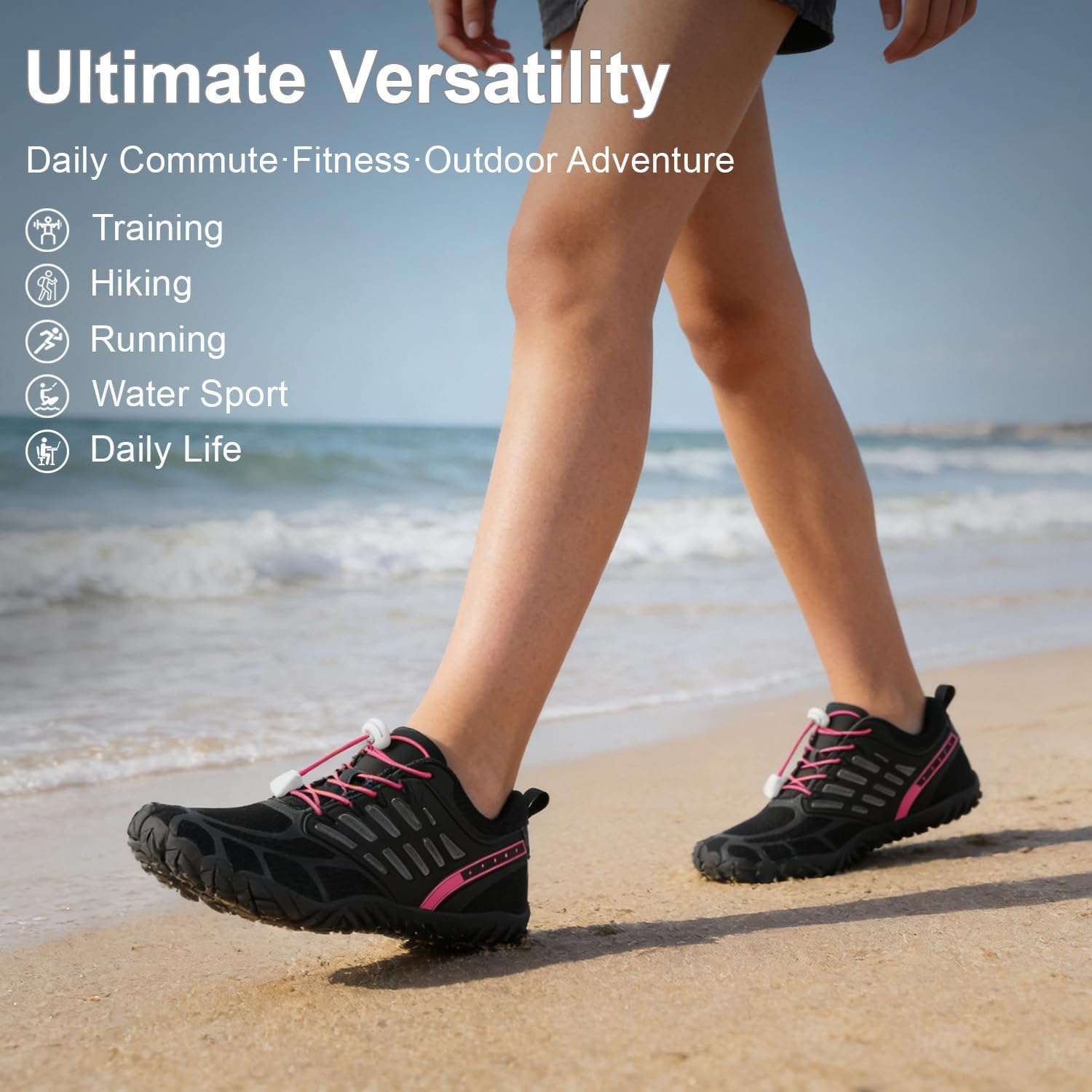 Hike Barefoot Shoes Women, Wide Toe Box Zero Drop Grounded Footwear, Minimalist Cross-Trainer Sneakers for Hiking, Running, Water Sports & Traveling
