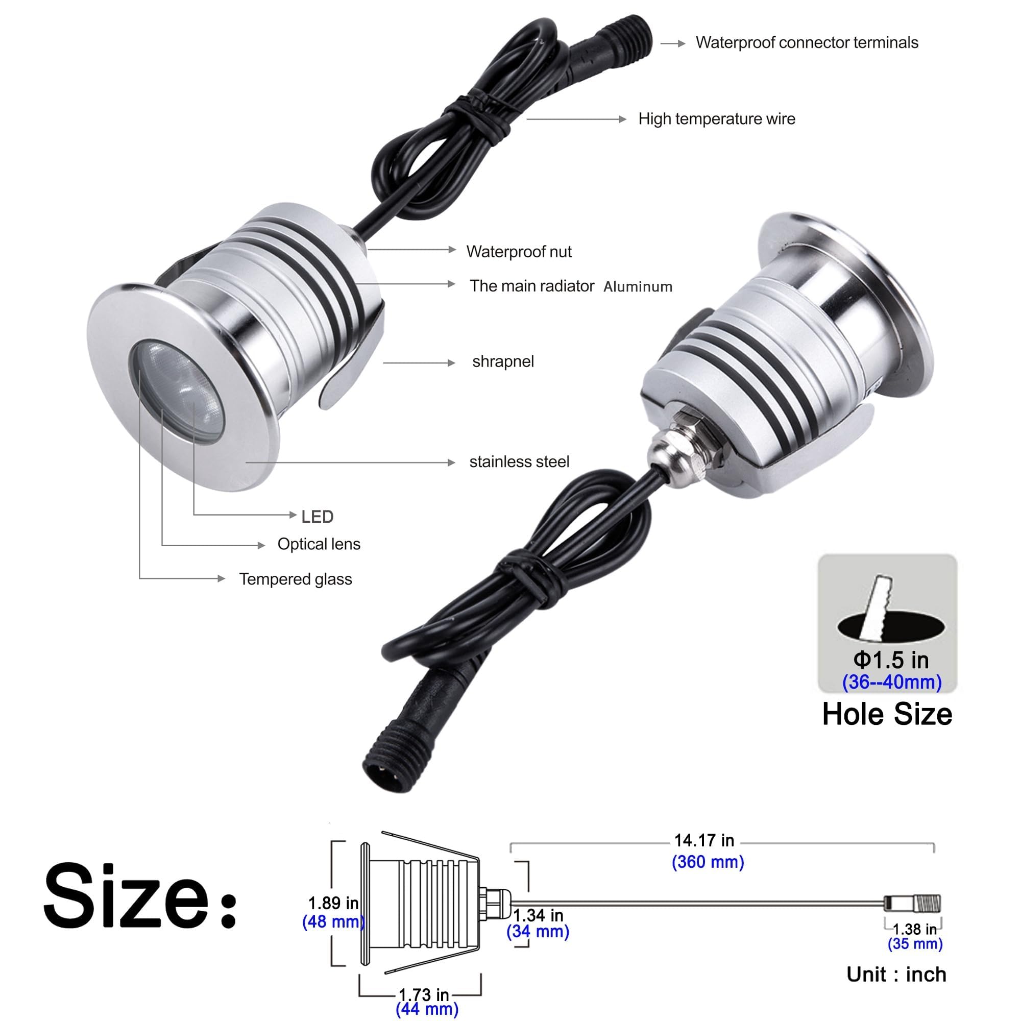4 Stück Unterwasser-Poolbeleuchtung – LED-Poollicht, dimmbar, mit niedriger Spannung 3 W, IP68, IP68, wasserdicht, für Teiche, Wasserfälle, Brunnen, 12 V-24 V DC (blau)