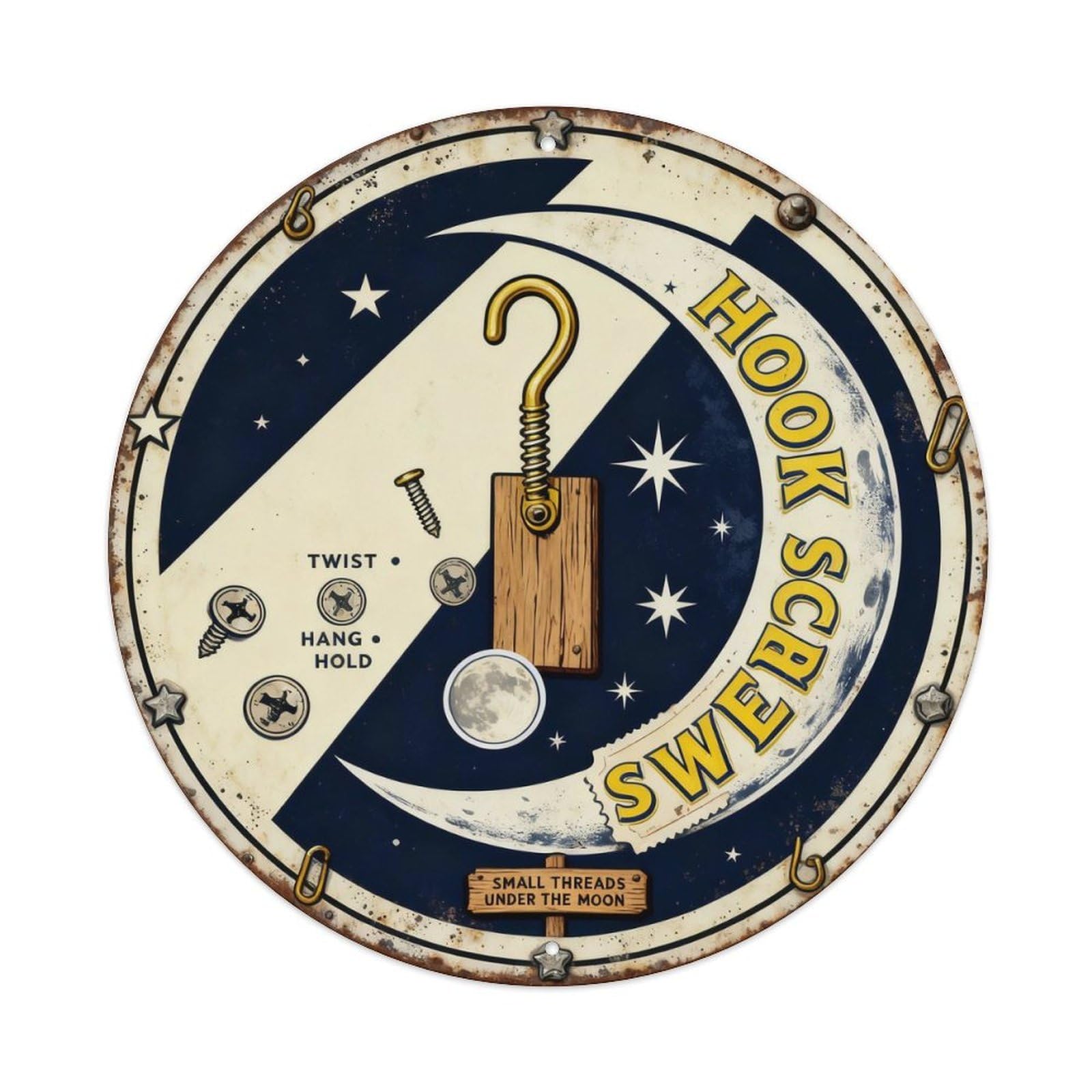 Hook Screws Sign Metal Tin Sign Plaque