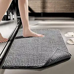 MINICASA Kit 3 Tapetes para Banheiro Bolinha Microfibra Absorvente 40cm x 60cm Cinza