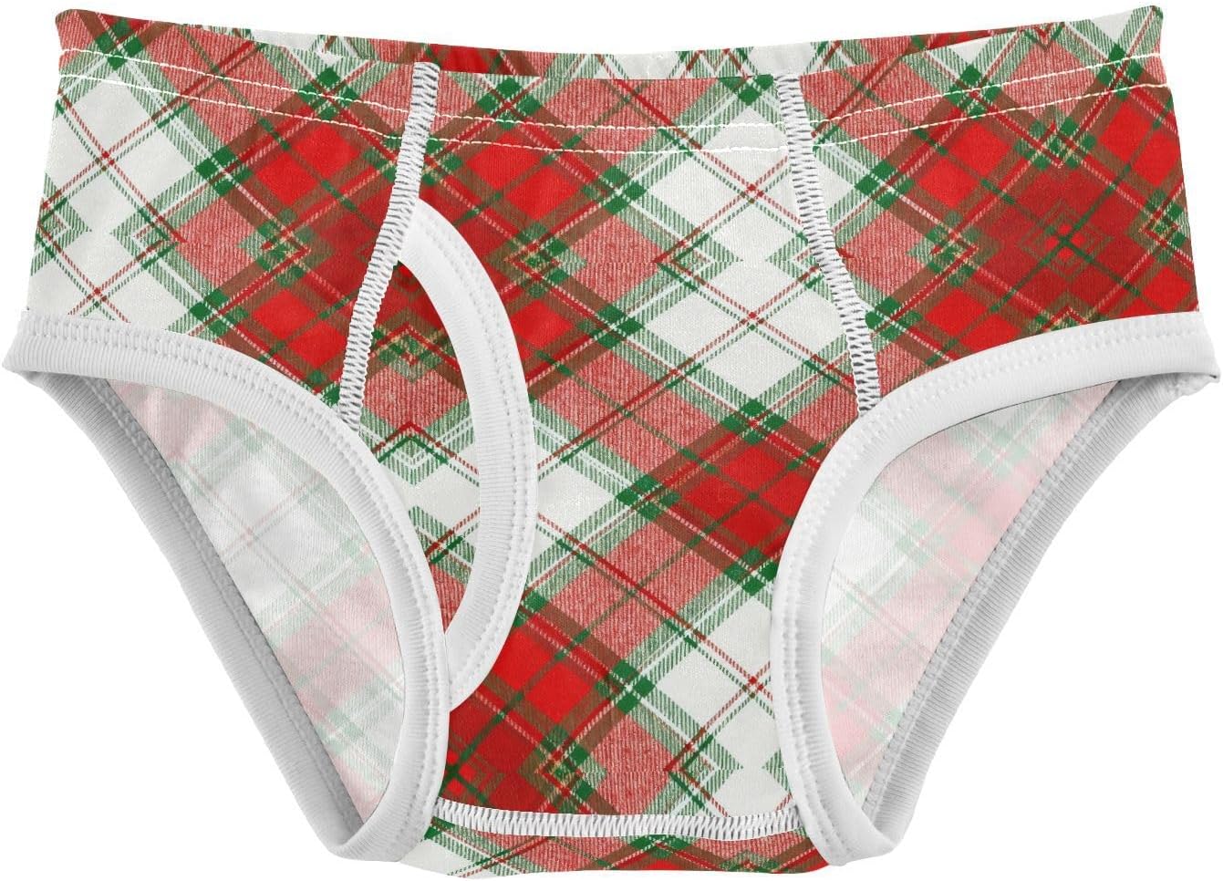 visesunny Boys Training Underwear Christmas Plaid Faux Knit Breathe Cotton Potty Briefs Size 2T-8Y for Toddler