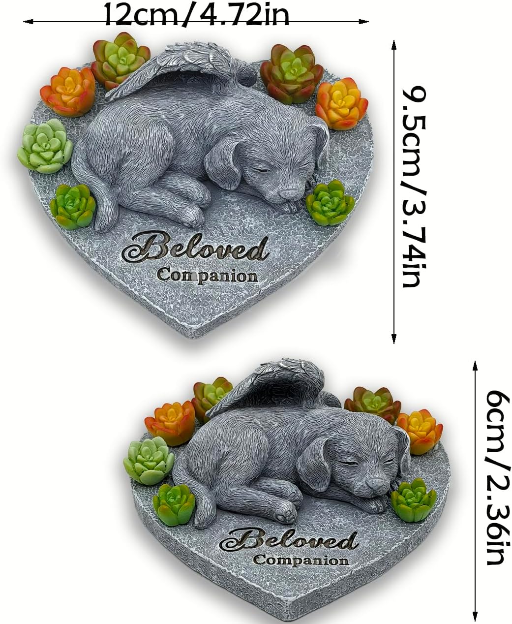 Dog Memorial Gifts 4.72Inch Pet Memorial Stone Sleeping Dog with Succulents Headstones for Dogs or Thoughtful Sympathy Gift