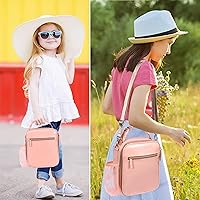 Vista 7 de yookee home Lonchera para niños, loncheras aisladas, loncheras para niños, bolsa de almuerzo térmica pequeña para la escuela, color rosa