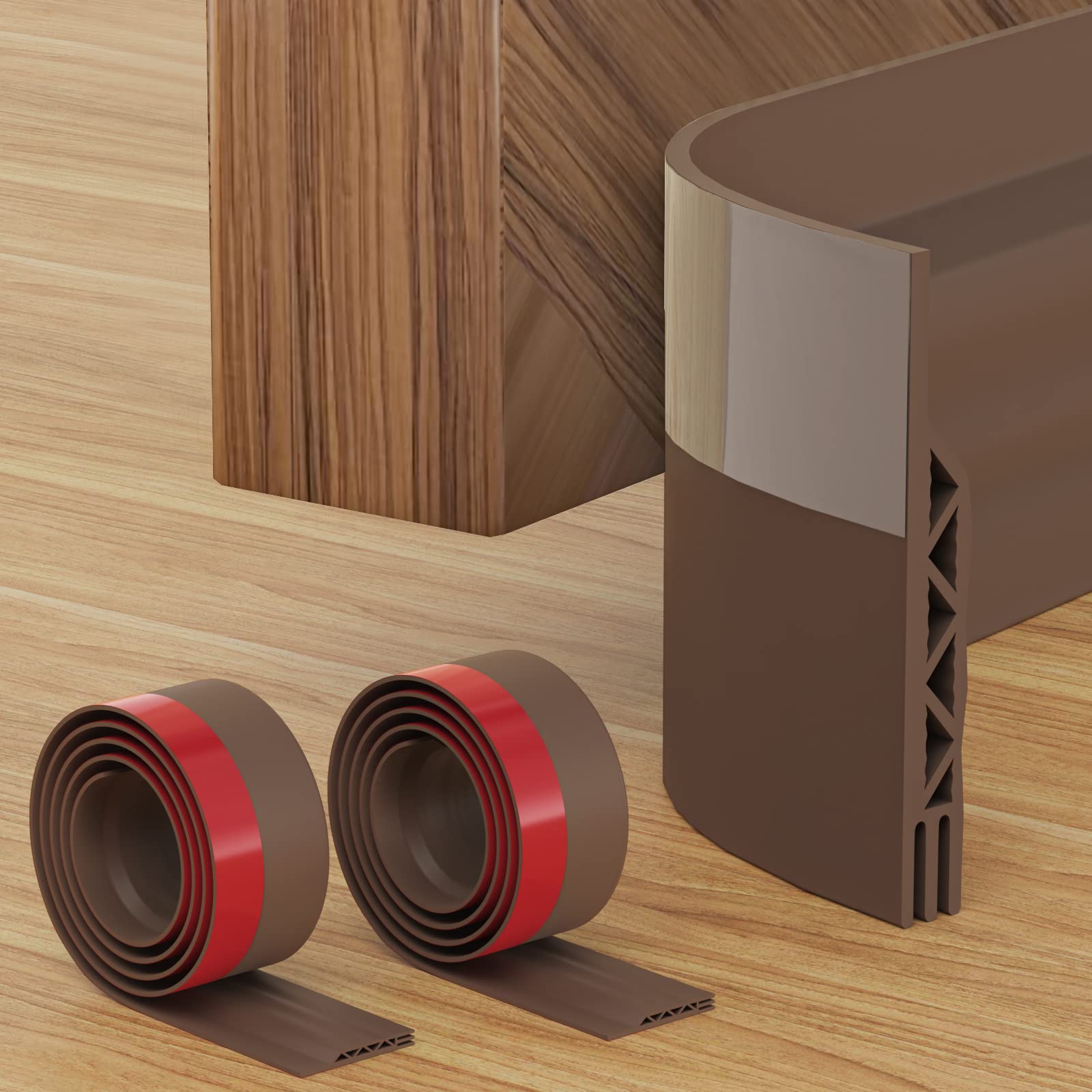 2 Pack Draft Excluder for Doors, Self Adhesive Draught Excluder for Door,Door Draft Excluder Strip for Noise Proof Energy Saving, Under Door Seal Strip Sweep Weather Stripping