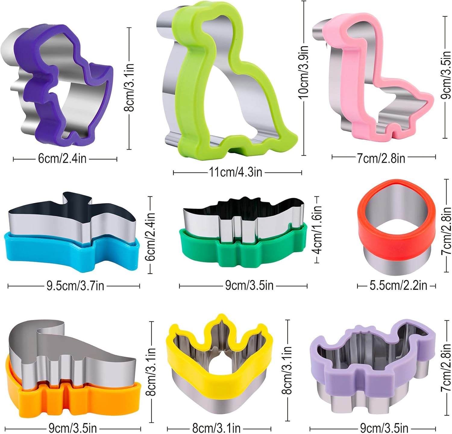 Dinosaur Cookie Cutters 9 Set, Nifogo Stainless Steel Shaped Cookie Candy Food Cutters Molds for DIY, Kitchen, Baking, Kids Dinosaur Theme Birthday Party - Image 4