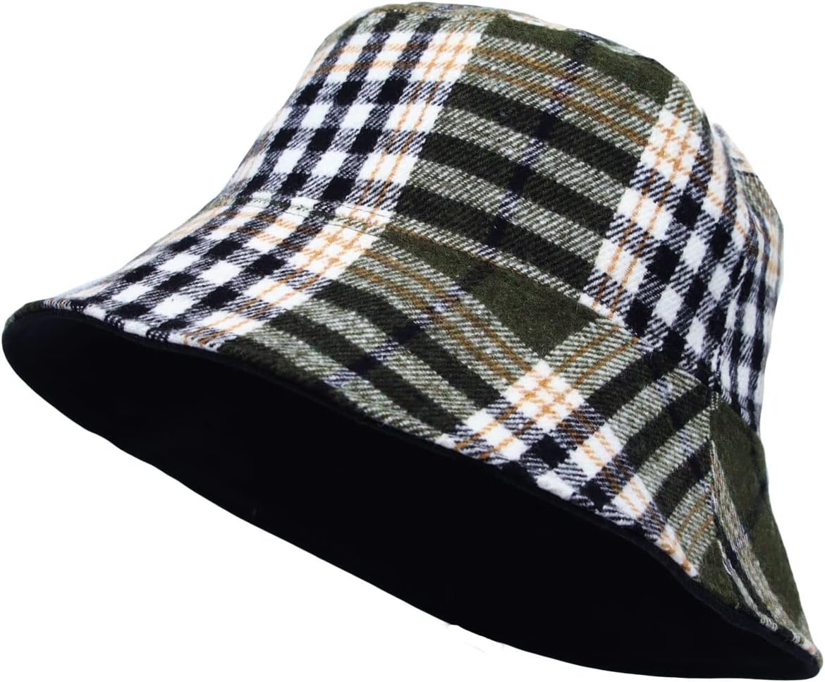 WITHMOONS Cotton Plaid Bucket Hat Reversible Winter Check Cap HMB1380