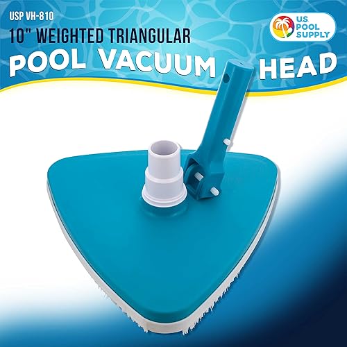 Miniatura 2 de U.S. Pool Supply Cabezal de vacío triangular con peso para piscina con conexión giratoria, mango de poste, parachoques de protección, para piscinas