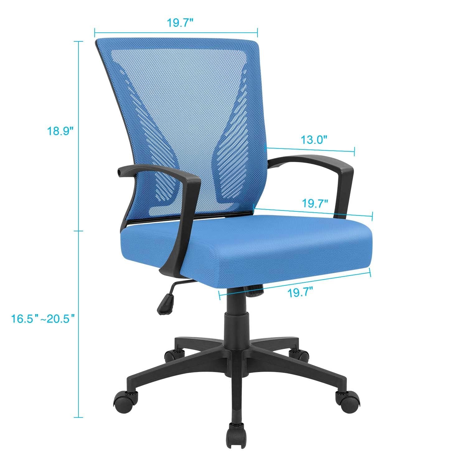 Furmax Office Chair Ergonomic Computer Desk Mesh Chair Mid Back Swivel Lumbar Support with Armrest (1, Black): 2 Blue