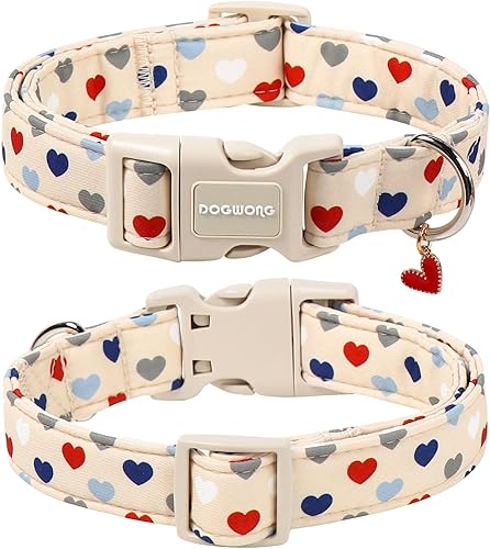 Miniatura 2 de DOGWONG Collar de perro de San Valentín, collar de perro con estampado de corazones para perros grandes, lindos collares de primavera, hembra,