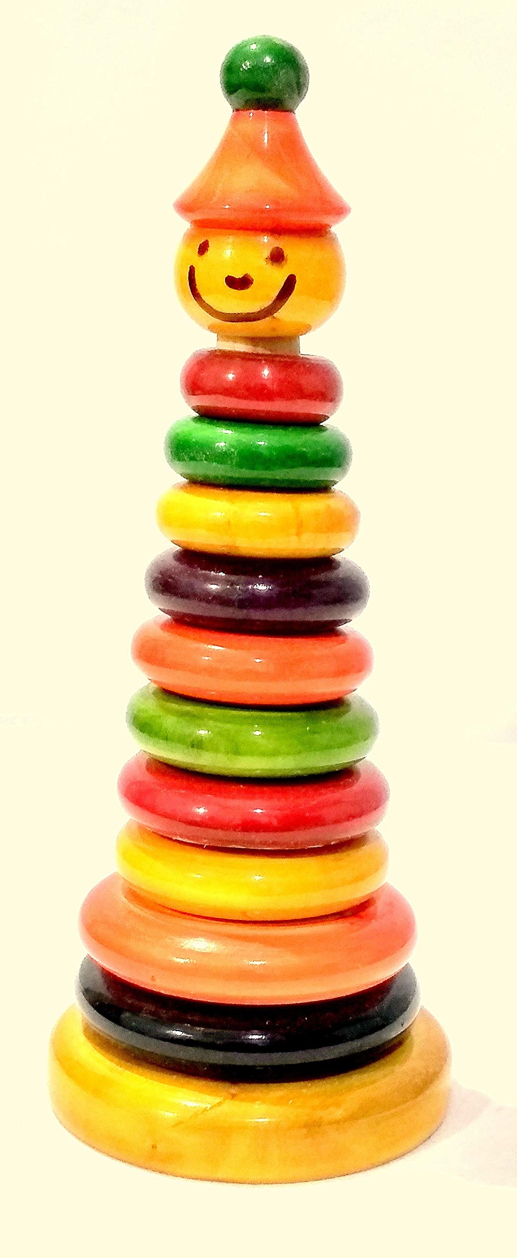 Crafts India Hand Crafted Wooden Stacking Color Rings Cap - Big