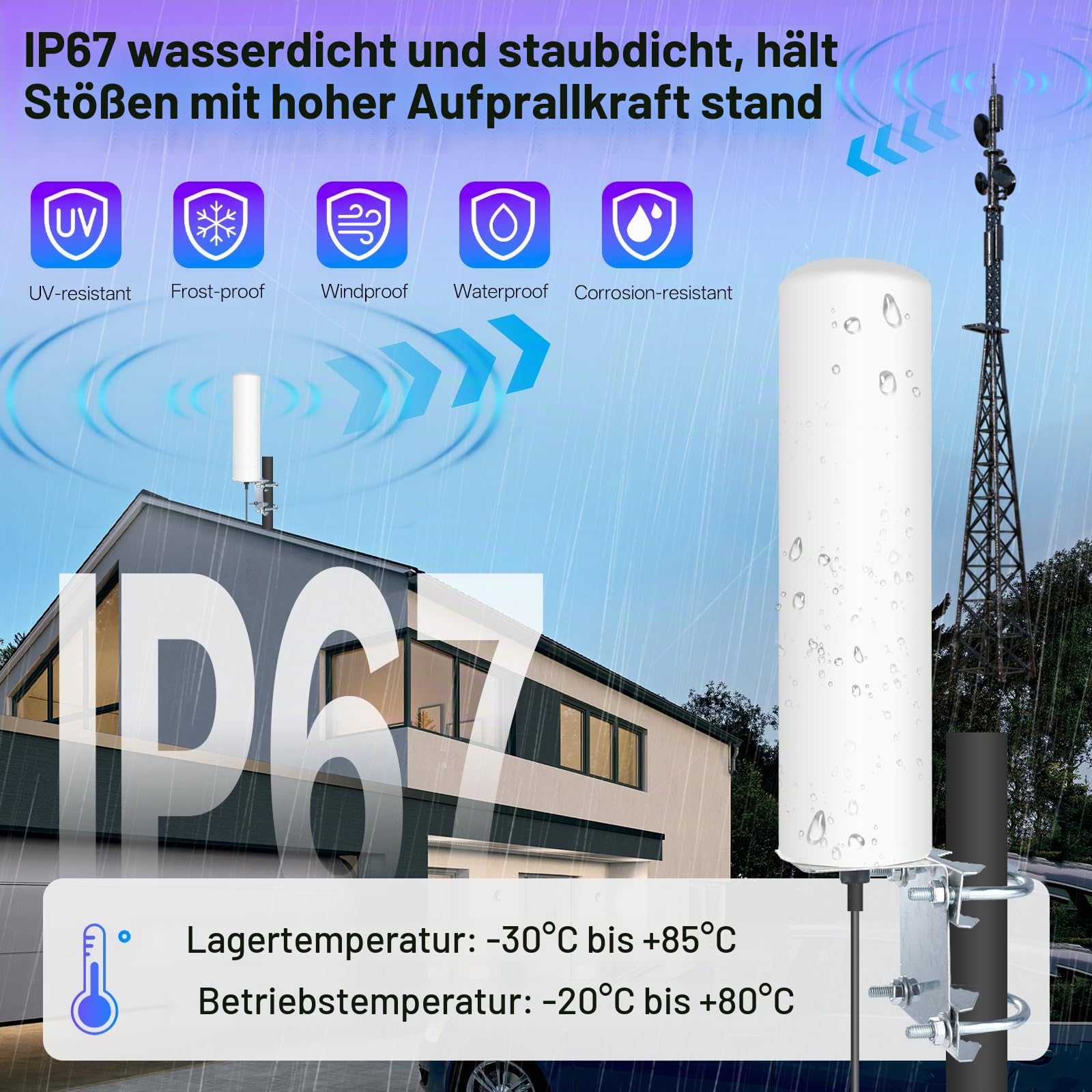 High Gain 10-12dBi 4G LTE Antenne Long Range Außenantenne mit SMA Stecker/Dual TS9 Stecker Adapter Kompatibel mitHuaweiZTE4G LTE Hotspot Router ModemNetgearNighthawkM1 MR1100