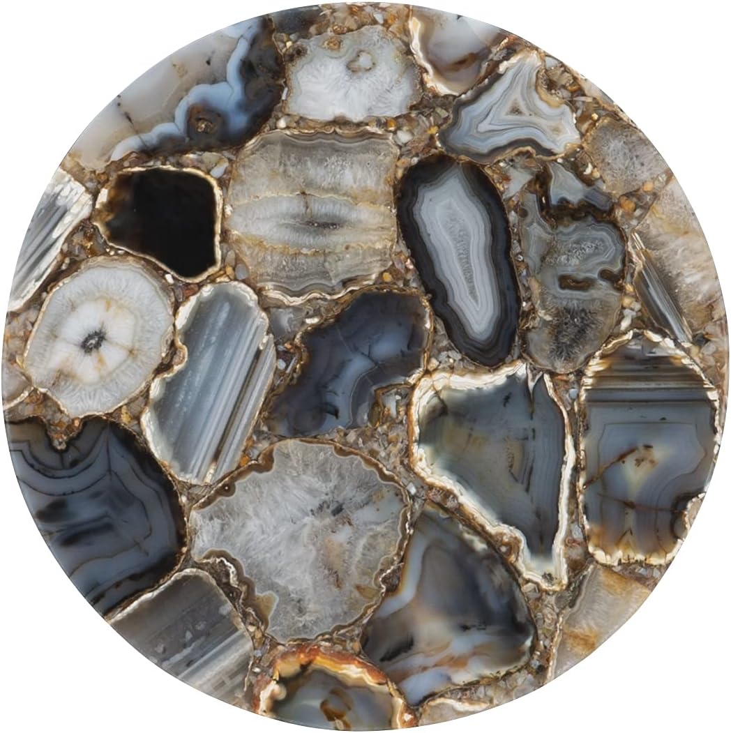 Powell Spiral Drink Agate Top Nora Accent Table, Silver/Multi-Color : Everything Else