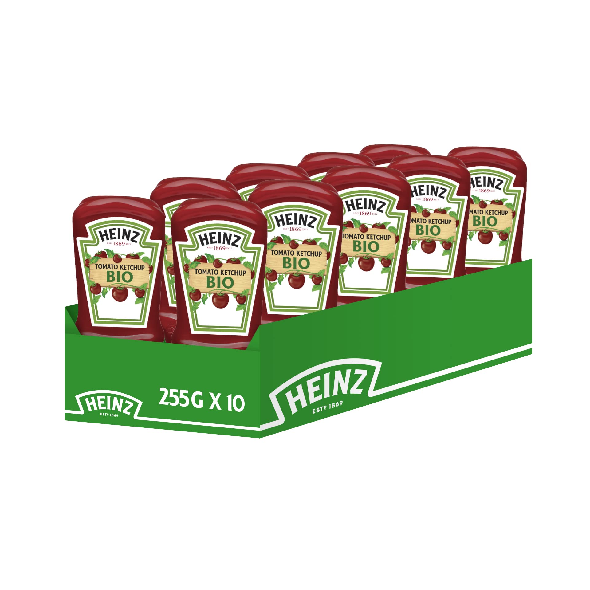 Salsa Heinz Tomato Ketchup Bio con Pomodori di Coltivazioni Biologiche (10 x 255 g)