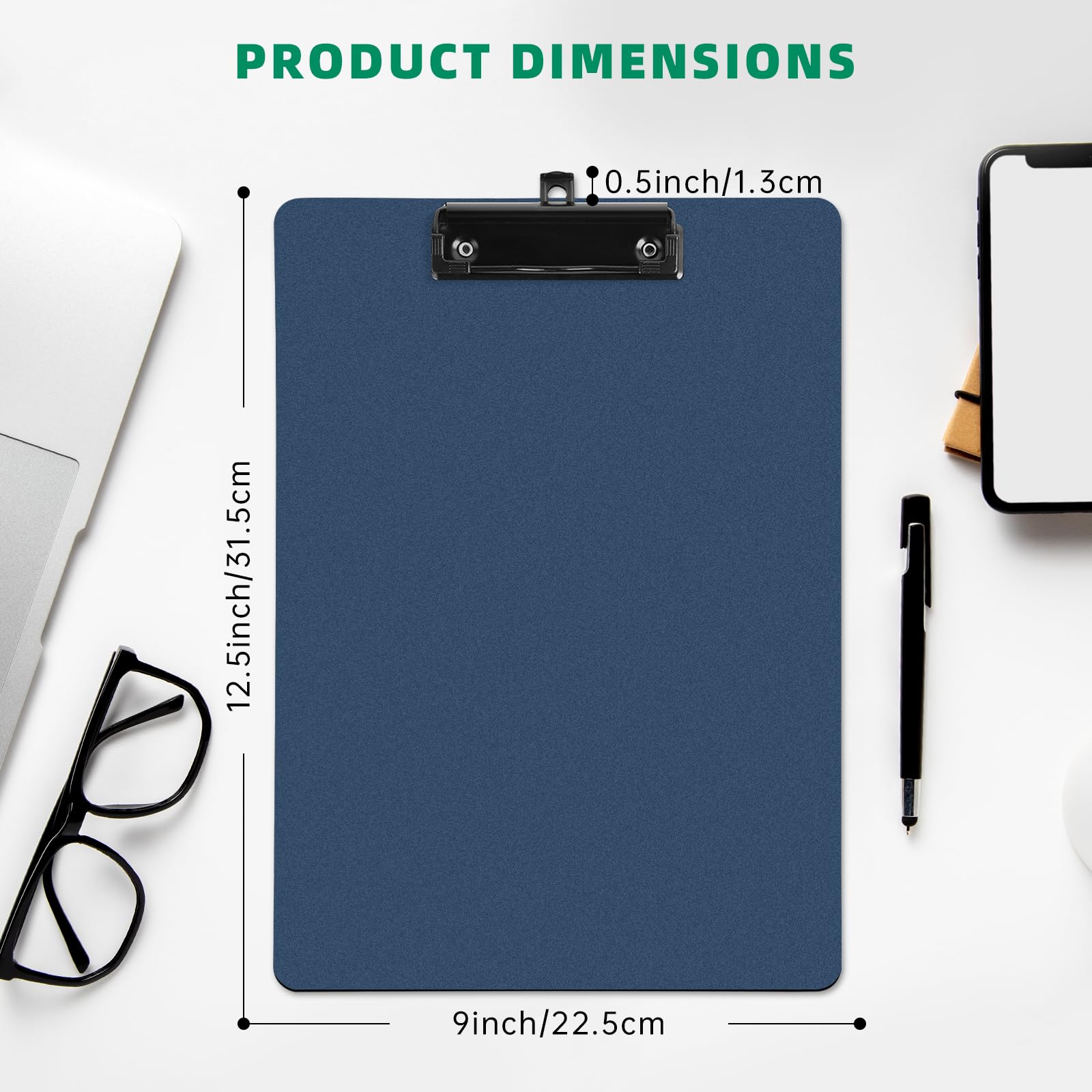 FRETONBA Portapapeles con Pinza A4, 2 Piezas Carpeta de Plástico, Tablero de Escritura con Ganchos Retráctiles, A4 Clipboards para Oficina, Hospital, Aulas (Azul)