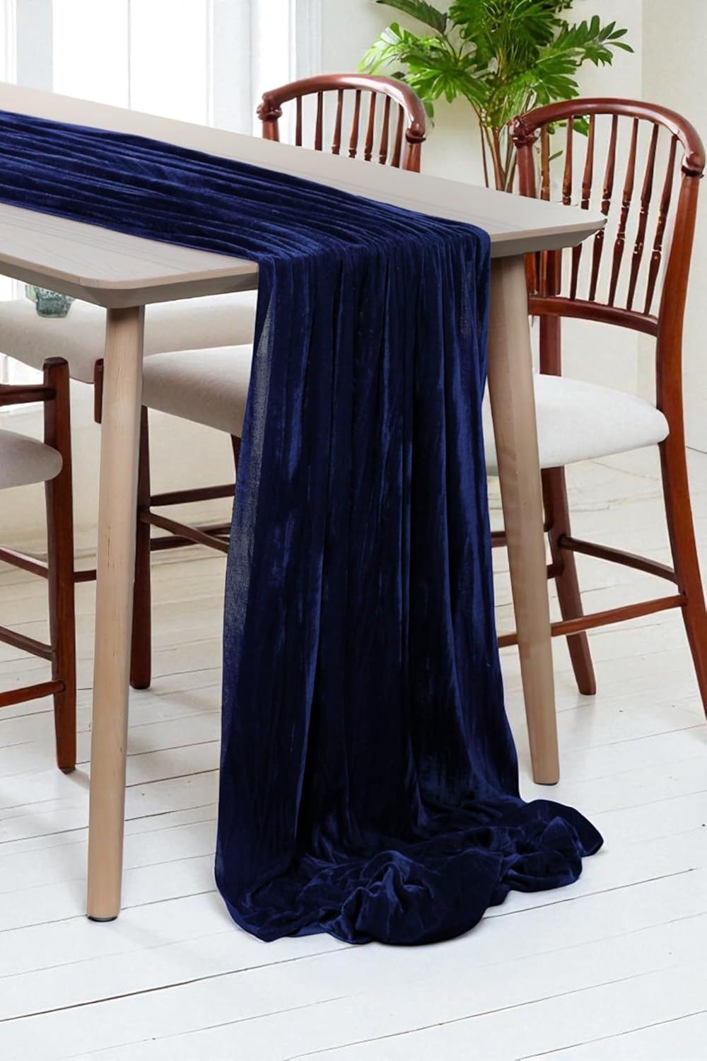 MDS Pack of 10 | Navy Blue | Velvet Table Runner 20 x 120 Inches 10ft Long Luxurious Soft Romantic Wedding Runners for Party Reception Bridal Shower Birthday Banquets Dinner Table Decoration
