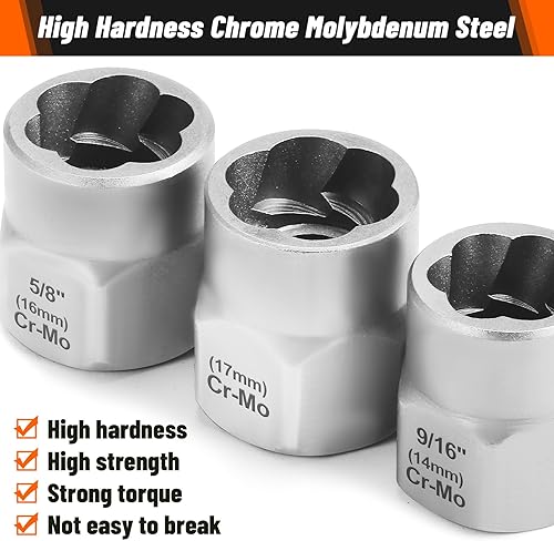 Miniatura 6 de Juego de 14 extractores de pernos de alta calidad, juego de enchufes extractores de pernos pelados con adaptador de 38 pulgadas, removedor de