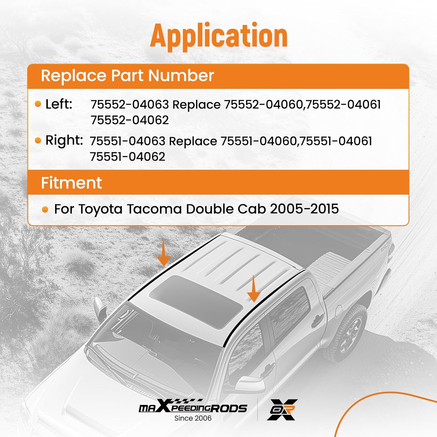 maXpeedingrods 2PCS Roof Molding Drip Weatherstrips for Toyota Tacoma Double CAB 2005-2015 Left & Right 75551-04062 75551-04061 75551-04060 75552-04062