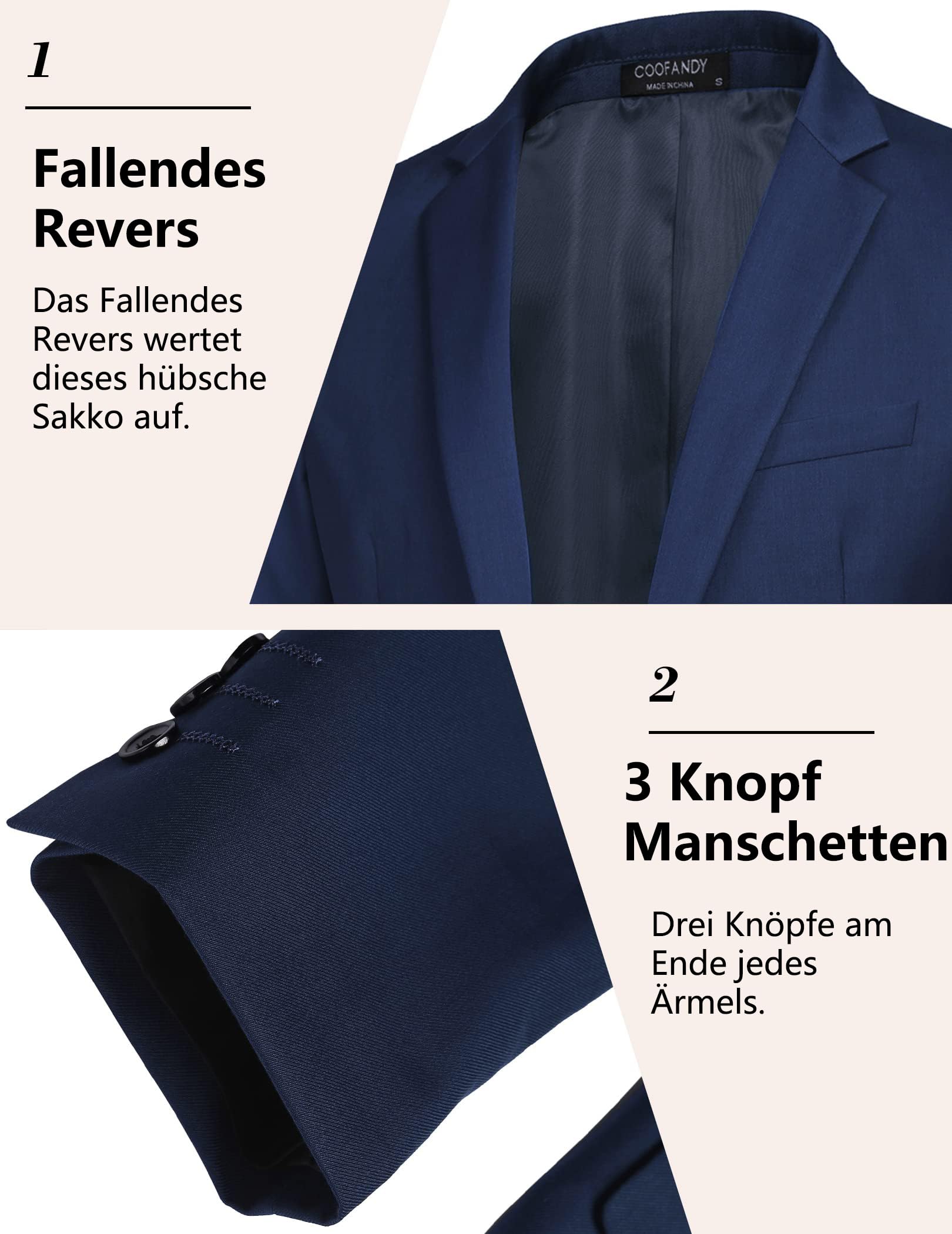 COOFANDY Giacca sportiva da uomo, per il tempo libero, Blazer Business Sakko, 1 bottone, tinta unita, vestibilità regolare, blu reale, XL