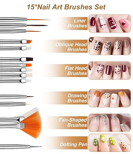 Miniatura 6 de Major Dijit Kit de uñas acrílicas con lámpara de uñas, 0.35 onzas, blanco, transparente, rosa, negro y más 12 colores de polvo acrílico y líquido,