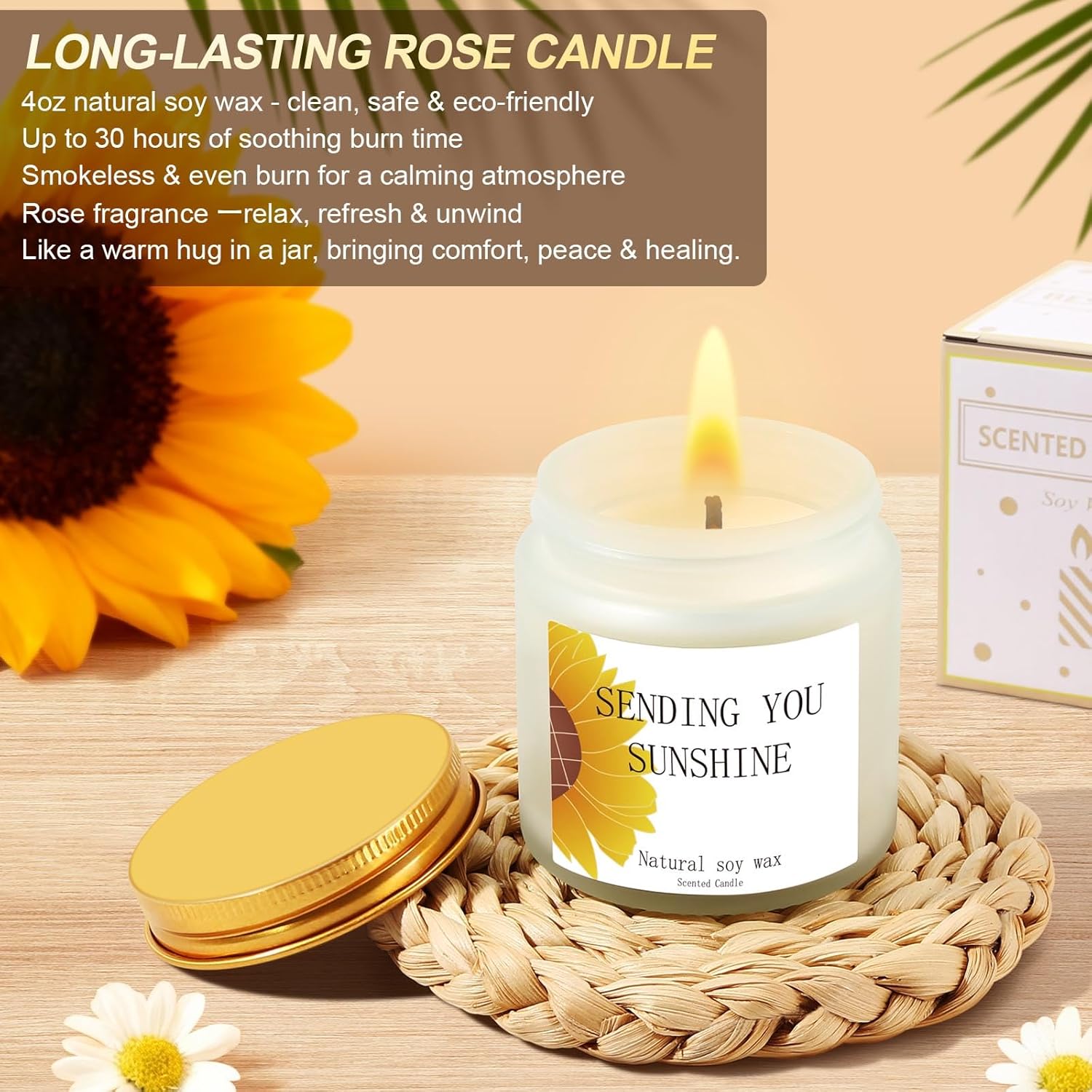 Self Care Gifts for Women Birthday Gift Basket, Sending Sunshine Care Package Get Well Soon Spa Gift Basket, Thinking of You Christmas Birthday Gifts for Women Mom Best Friend Wife Her - Image 5