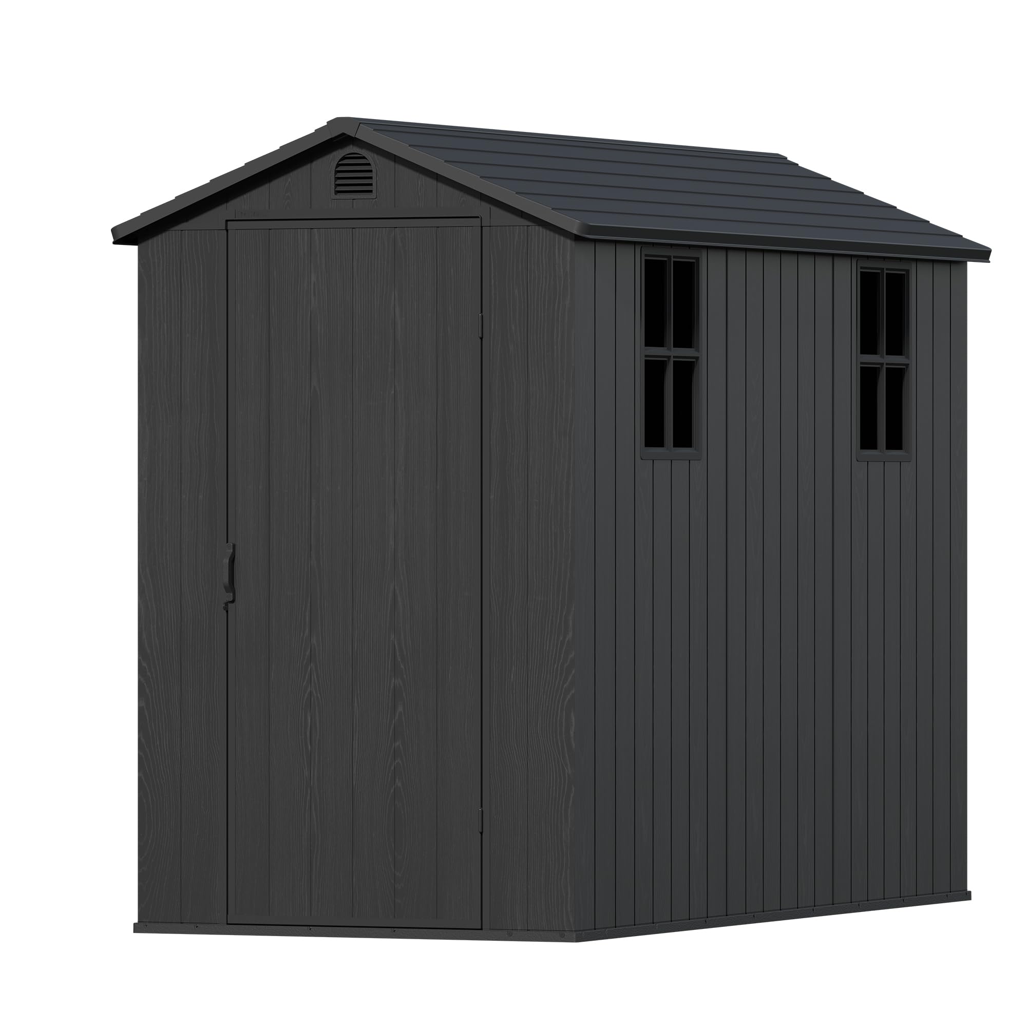 Devoko 4×8 FT Resin Outdoor Storage Shed with Floor, Dark Grey
