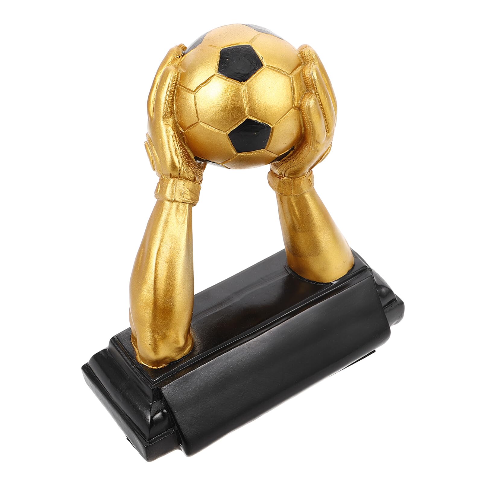 Angoily Trofeo de Fútbol Pequeño Estilo Antiguo, Resina Dorada con Diseño de Manos Abrazando Balón, Premio para Jugadores y Entrenadores, Decoración Deportiva y Regalos para Aficionados