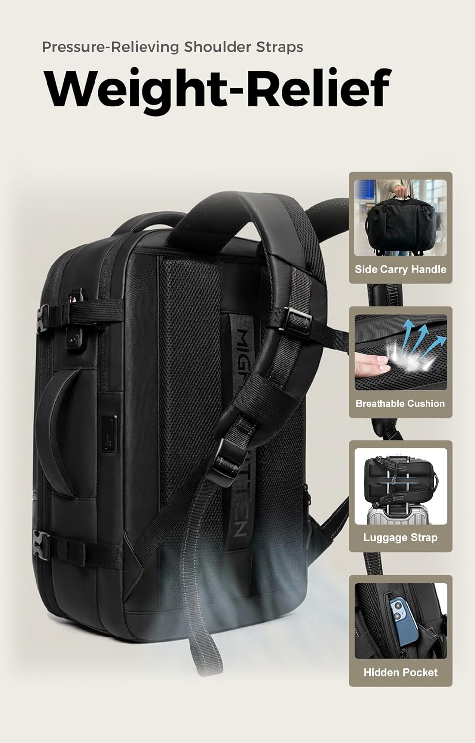 Vacuum Seal Backpack Travel with Ultra-Powerful Pump, 80L Expandable Travel Backpack with Vacuum System w/TSA Lock - Image 8