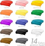 unuaST Acrylic Paint Sets for Adults, 14 Colors Large Bulk Acrylic Paints kits Rich Pigment Art Painting Supplies for Artists/Beginners, Acrylic Paint Sets for Canvas with Pump, Color Wheel